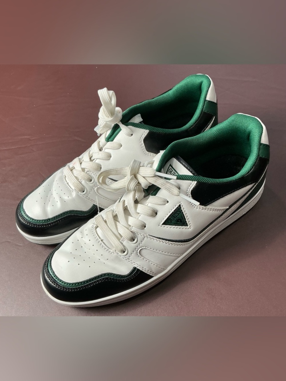 GUESS White, Green & Black Low-Top Sneakers